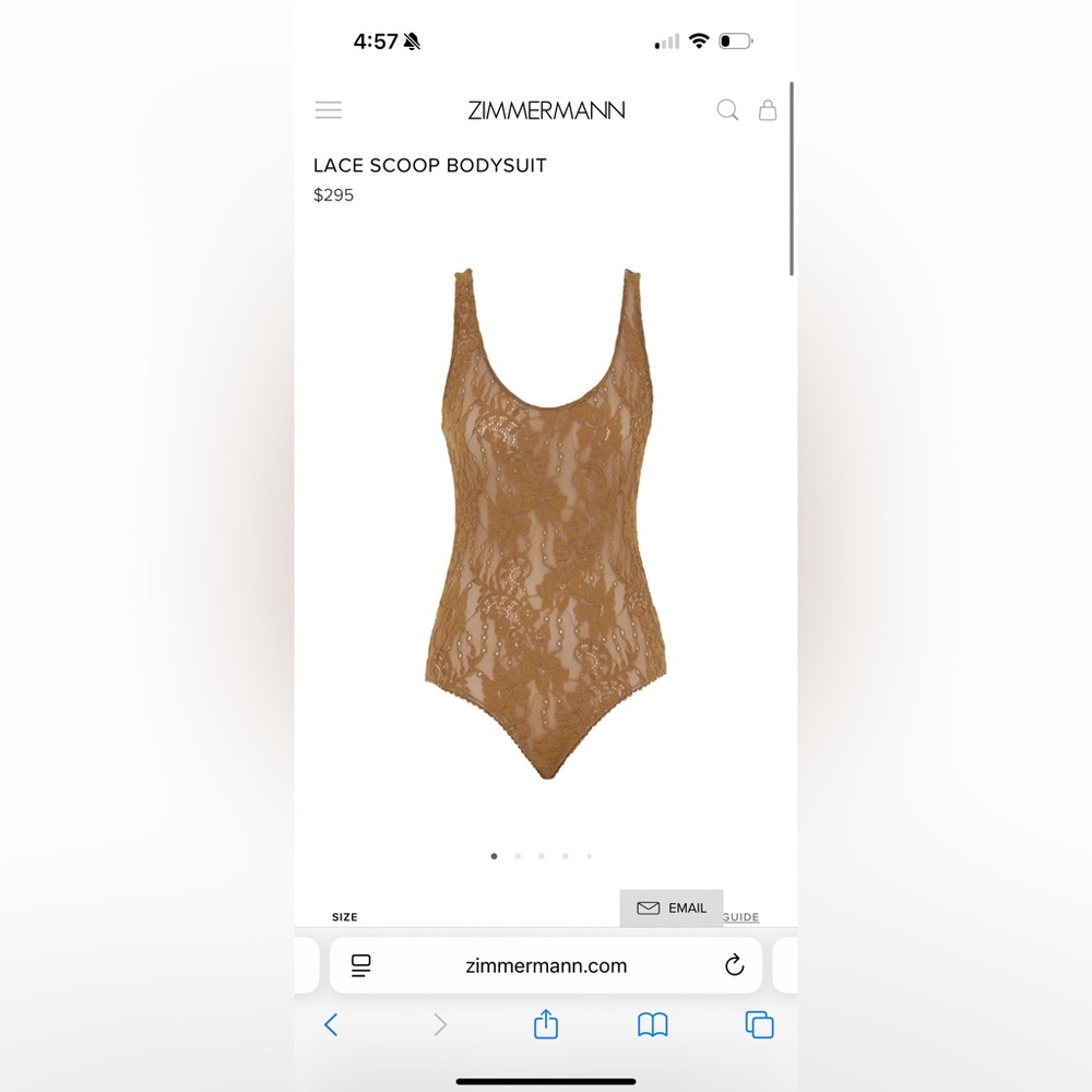 Zimmermann Lace Scoop Bodysuit in Hazelnut